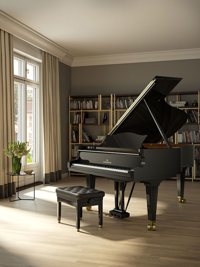 Grand piano in modern library