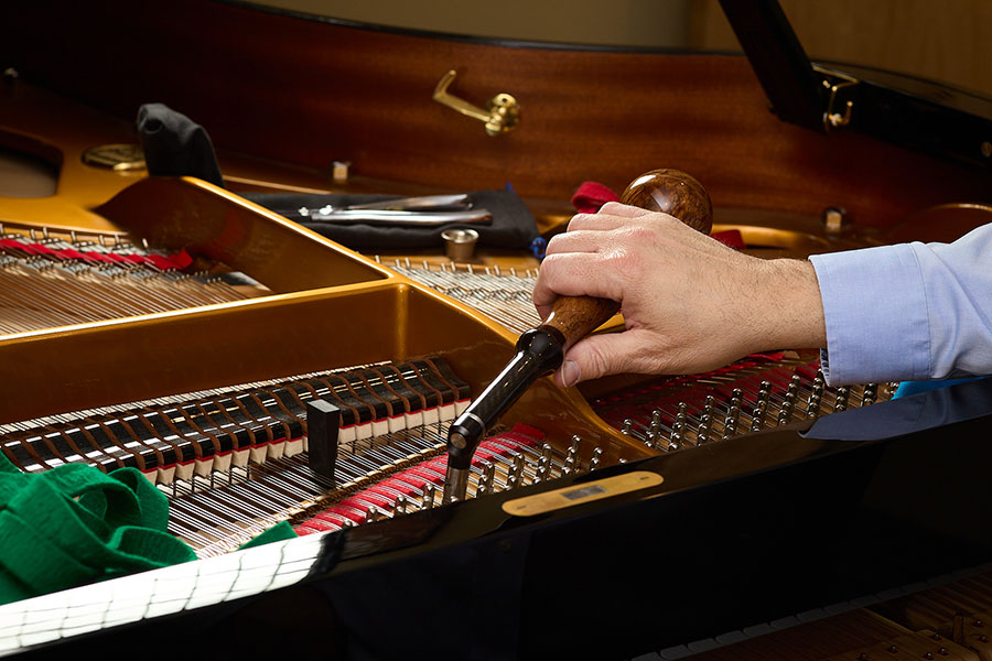 Close-up of piano tuning wrench