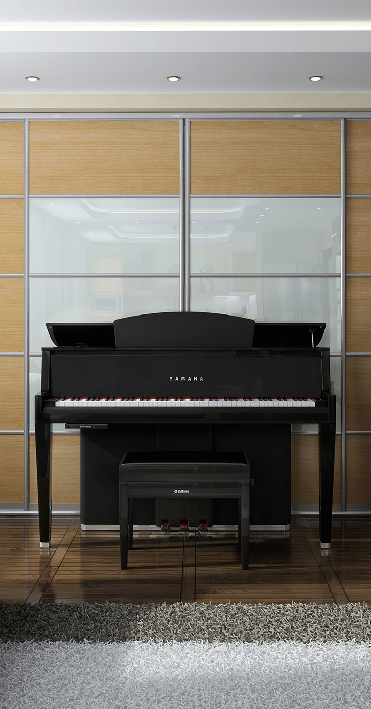 Upright version of a Yamaha hybrid piano