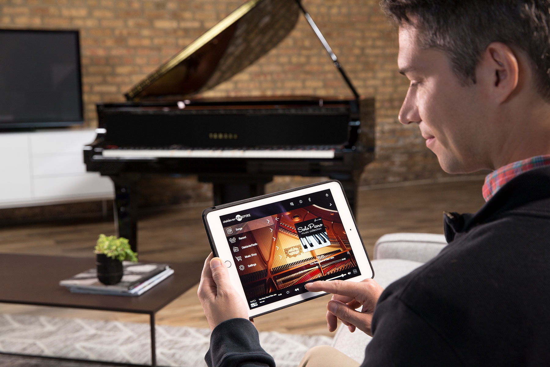 Yamaha Disklavier piano with tablet connection