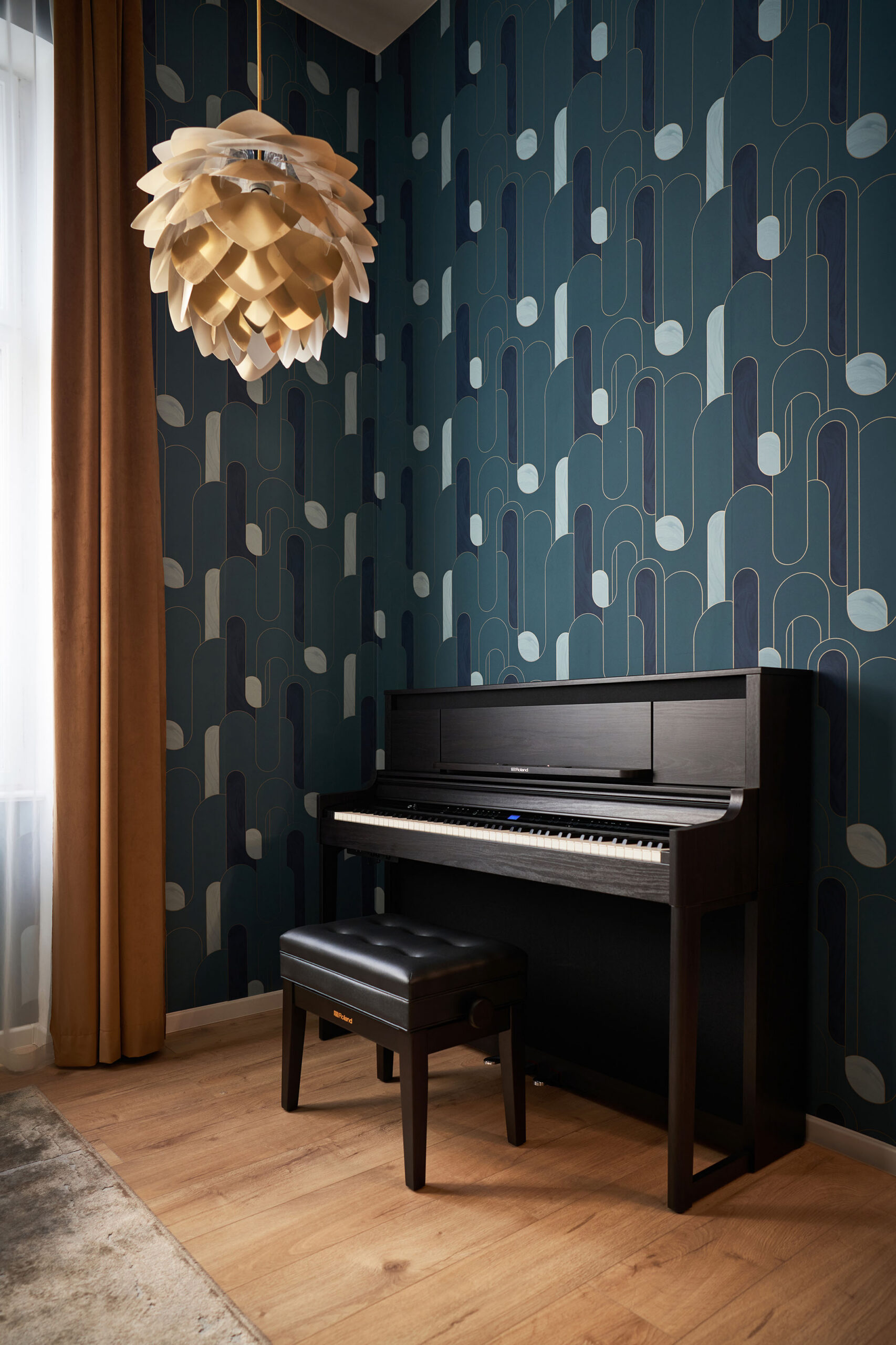 Mason & Hamlin grand piano in factory showroom